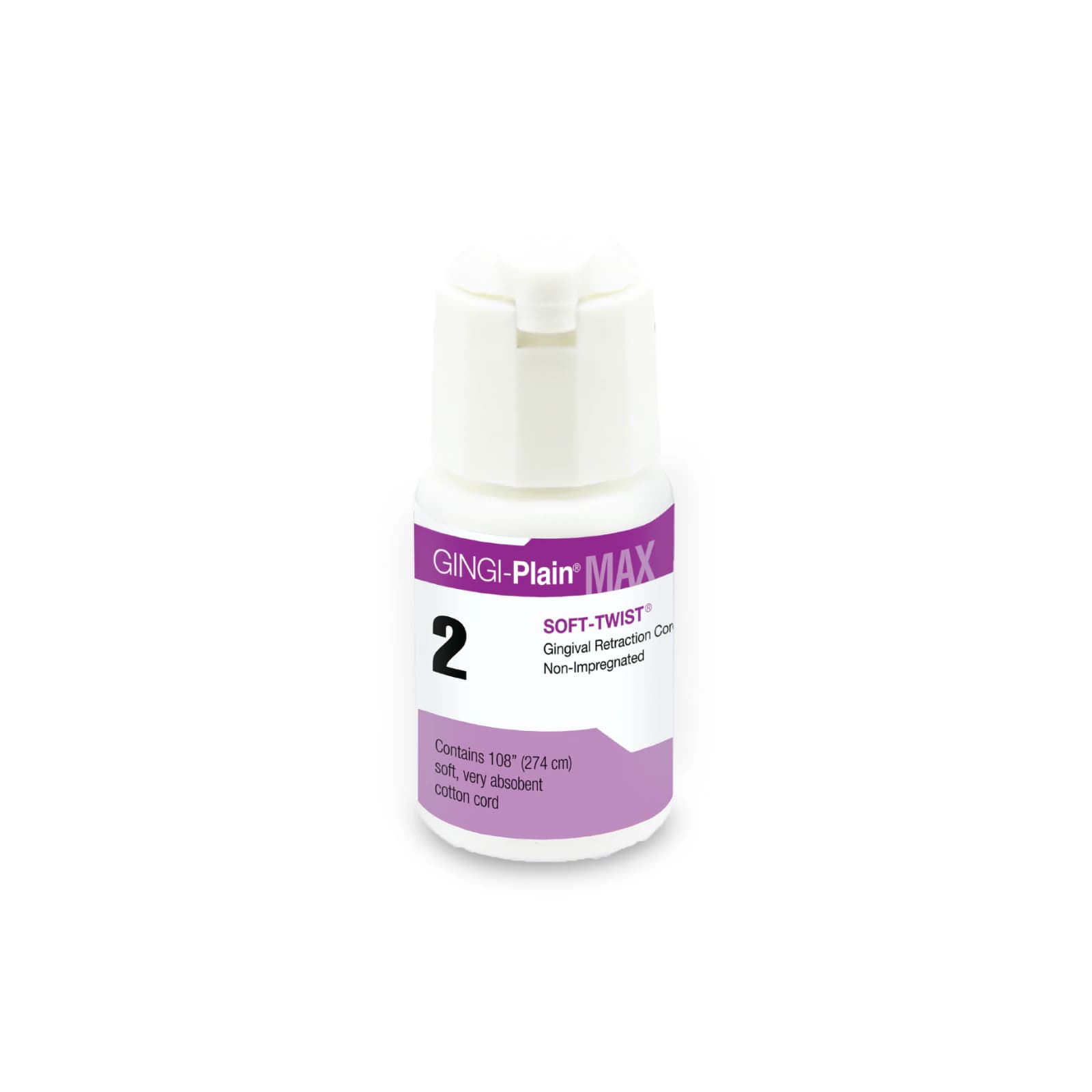 Gingi-Pak MAX Soft-Twist Gingi-Plain Retraction Cord, #2 Medium, Non-Impregnated, 100% Cotton, 108" per Bottle, 11110M thumbnail 9