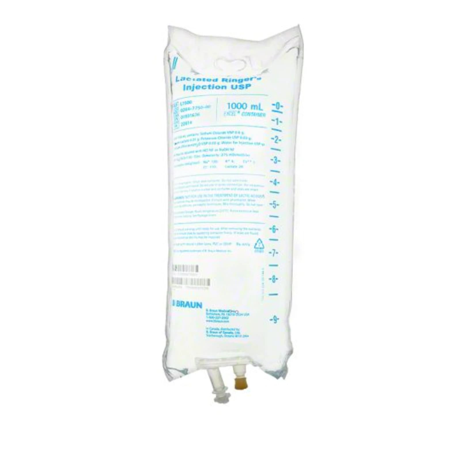 B. Braun Lactated Ringer's Injection USP, 1000 mL Plastic Bag, L7500 thumbnail 3
