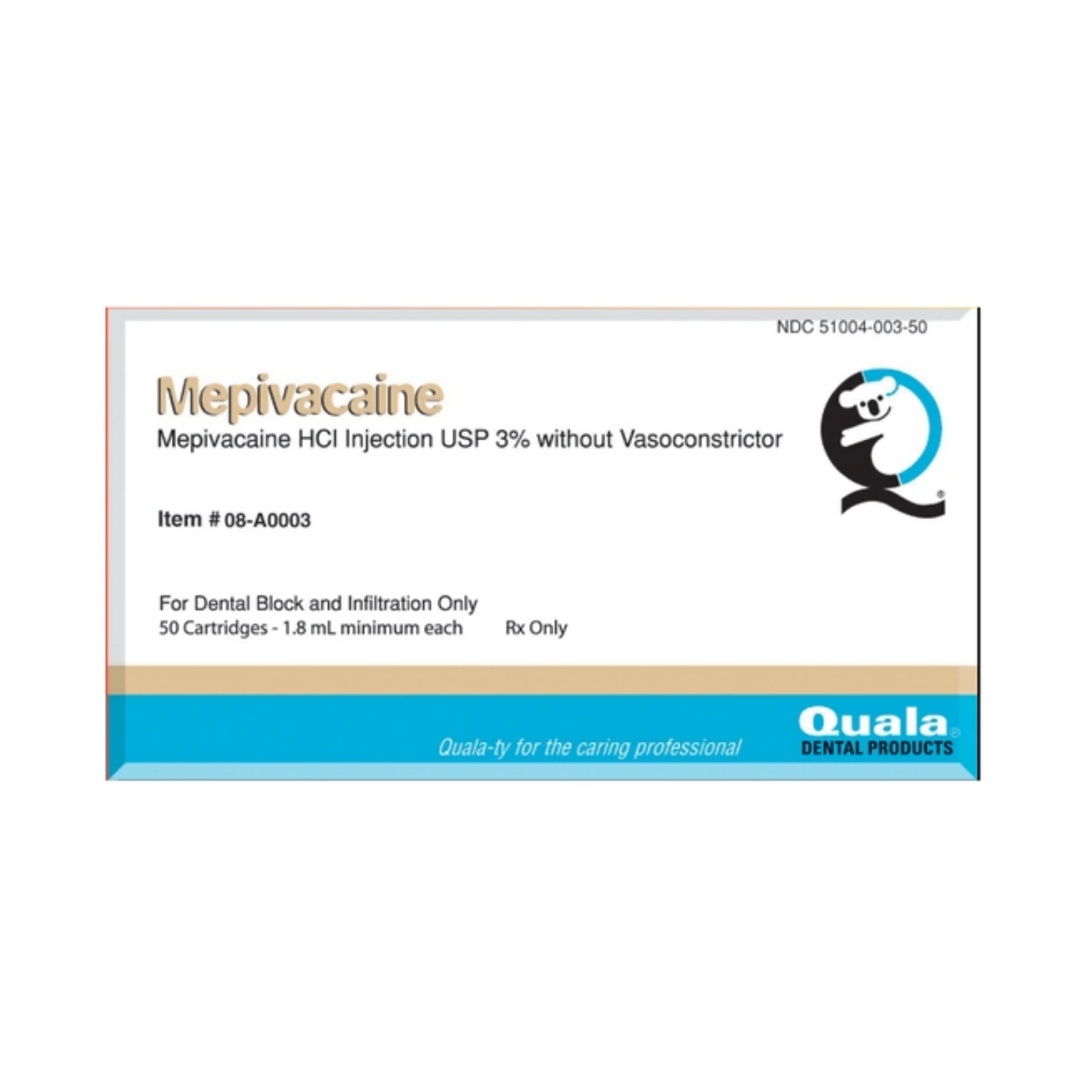 Mepivacaine HCl 3% Dental Anesthetic Cartridges, 50/Bx - Mepivacaine HCL 3% 50/Bx - Image 1