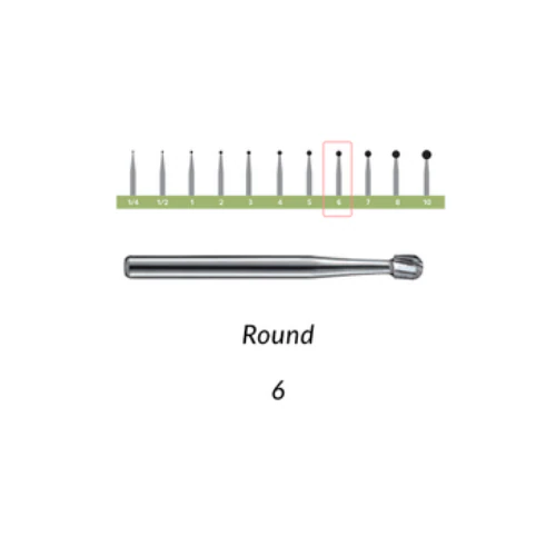 Alpen Operative Surgical Carbide Burs, FG, Round, #6, 1.8 mm, 100/Pk, R100006C thumbnail 7