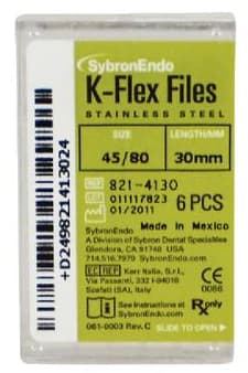 Kerr K-Flex Endodontic Files, Stainless Steel, 30mm, Assorted #45-80, 6/Pack, 821-4130 thumbnail 9