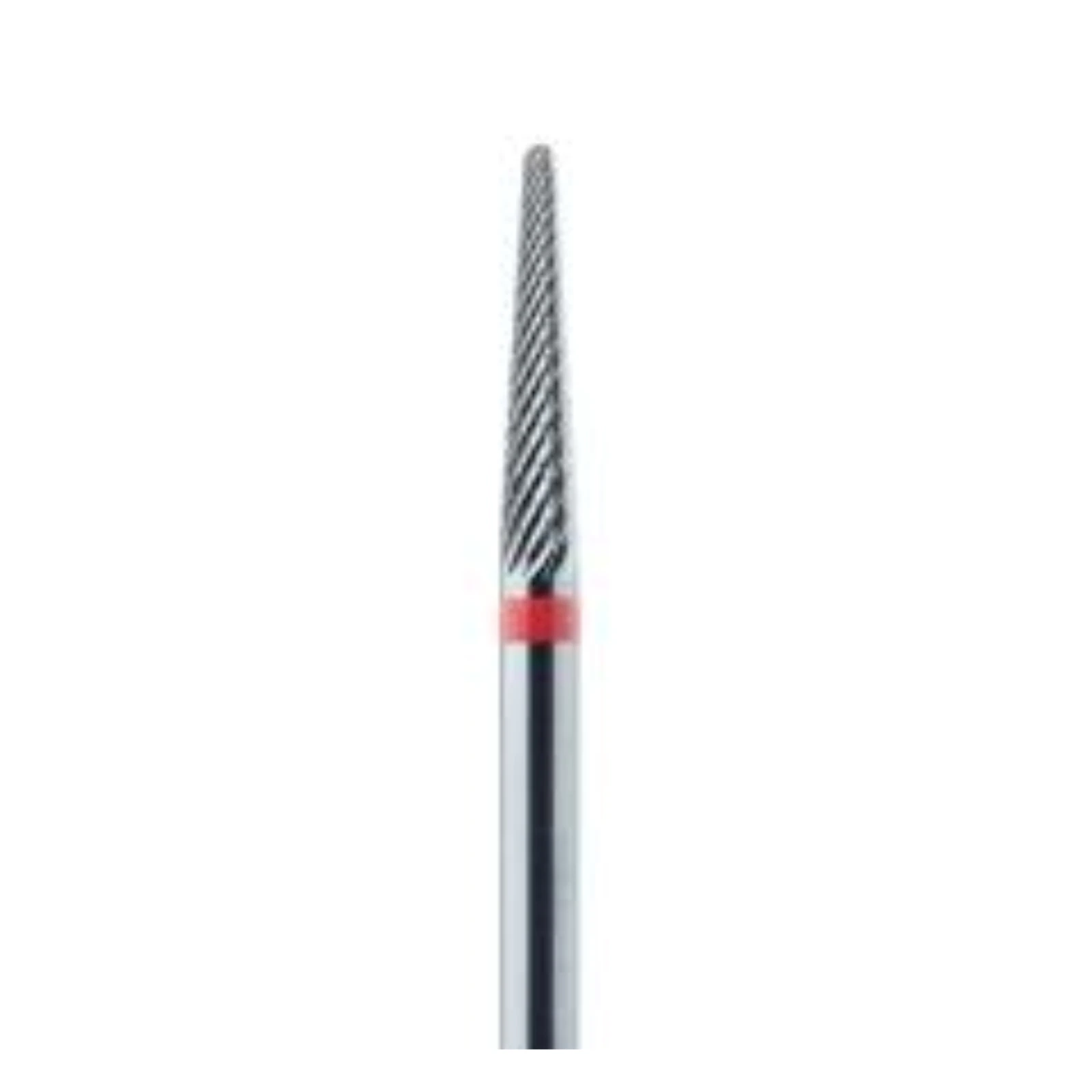 Meisinger Tungsten Carbide Lab Bur, HM 23FX-023, HP, Fine X-Cut, Round End Taper, 2.3 mm Diameter, 11.5 mm Head Length, Red Ring - Tungsten Carbide Cutters – HP, FX, Round End, X-Cut Fine, Red Ring - Conical, Round End, HM 23FX-023, HP, 2.3 mm Diameter, 11.5 mm Head Length - Image 1