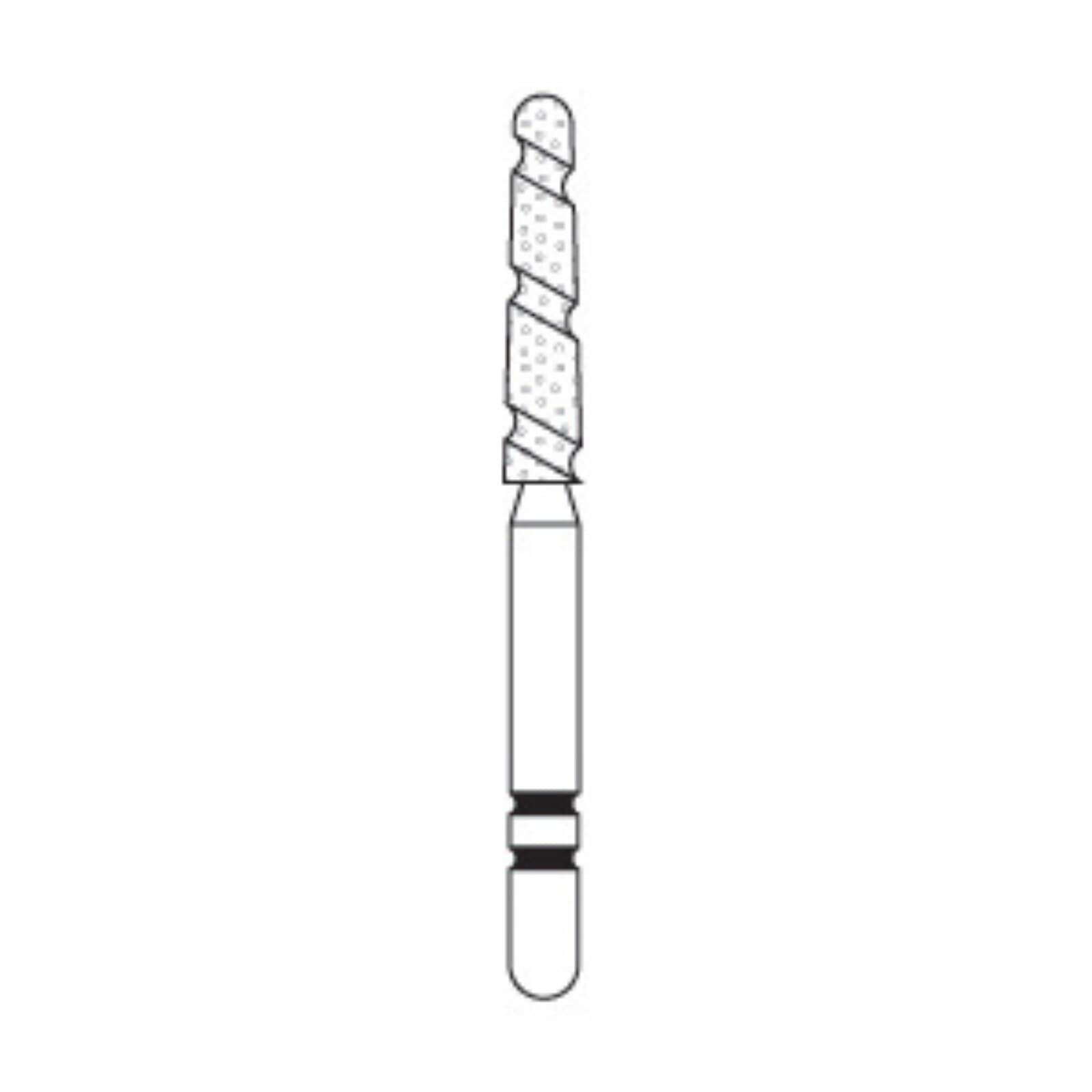 Two Striper TS2000 Diamond Bur, FG, Round-End Taper, #2005.9, Coarse, Green, 1.8 mm Major/1.3 mm Minor Diameter, 9 mm Length, 5/Pkg, 2000059 thumbnail 3