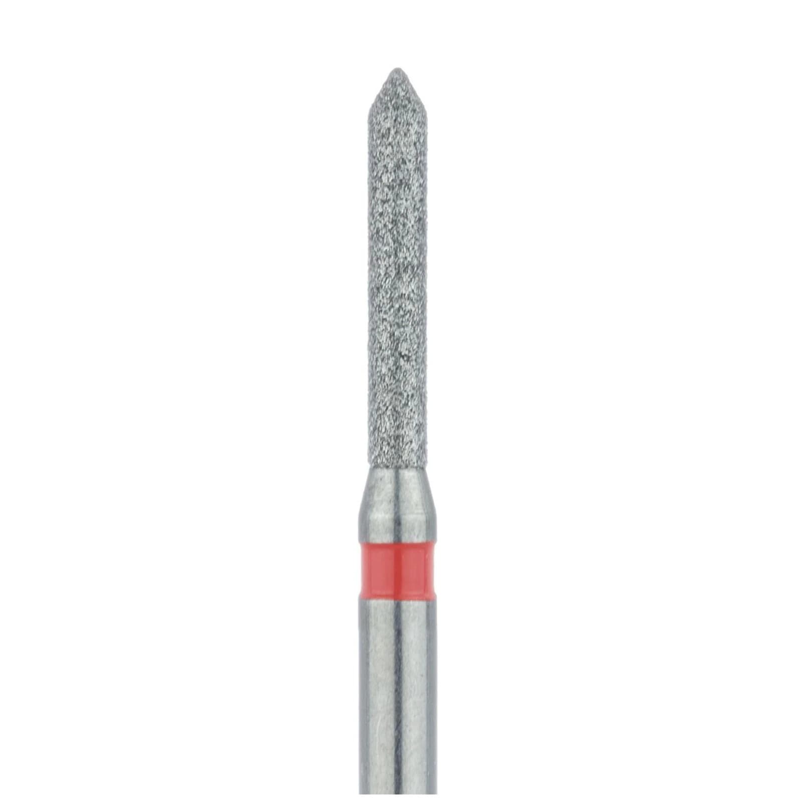 Meisinger 885F-012-FG Fine Diamond Bur, Pointed Cylinder, Friction Grip, 1.2 mm Head Diameter, 8 mm Head Length, Red Ring, 5/Pack thumbnail 3
