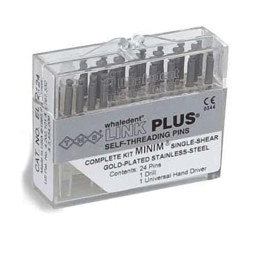 TMS Link Plus Self-Threading Retention Pins, Regular Double Shear, Gold-Plated Stainless Steel, 0.027" (0.675 mm), Bulk Kit of 50, L-752 - TMS Link Plus SS Double Bulk .027 L-752 50/Pk - Image 1