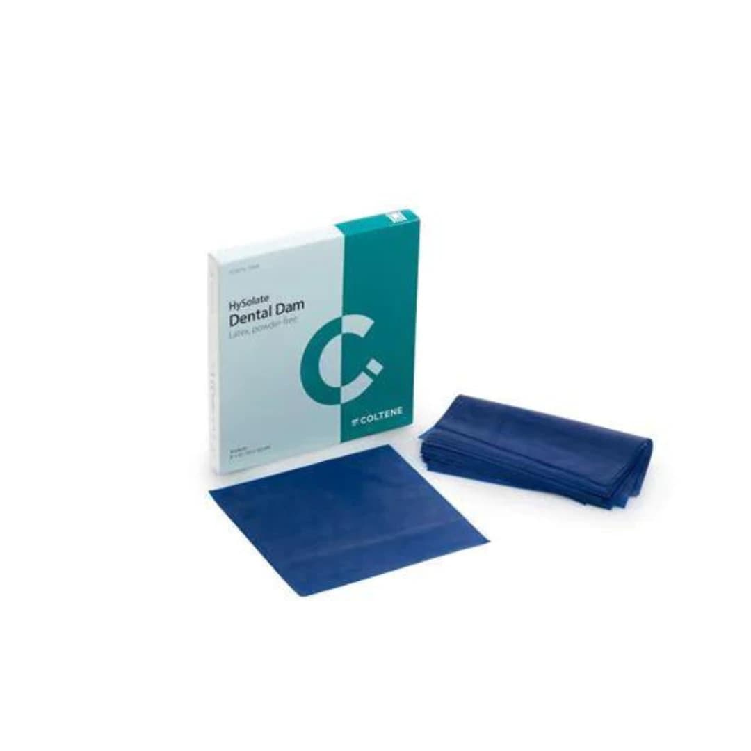 HySolate Latex Dental Dam, 5" x 5" (127 x 127 mm), Blue, Medium Gauge, Powder-Free, Low-Protein, 52/Box, 60034441 thumbnail 3