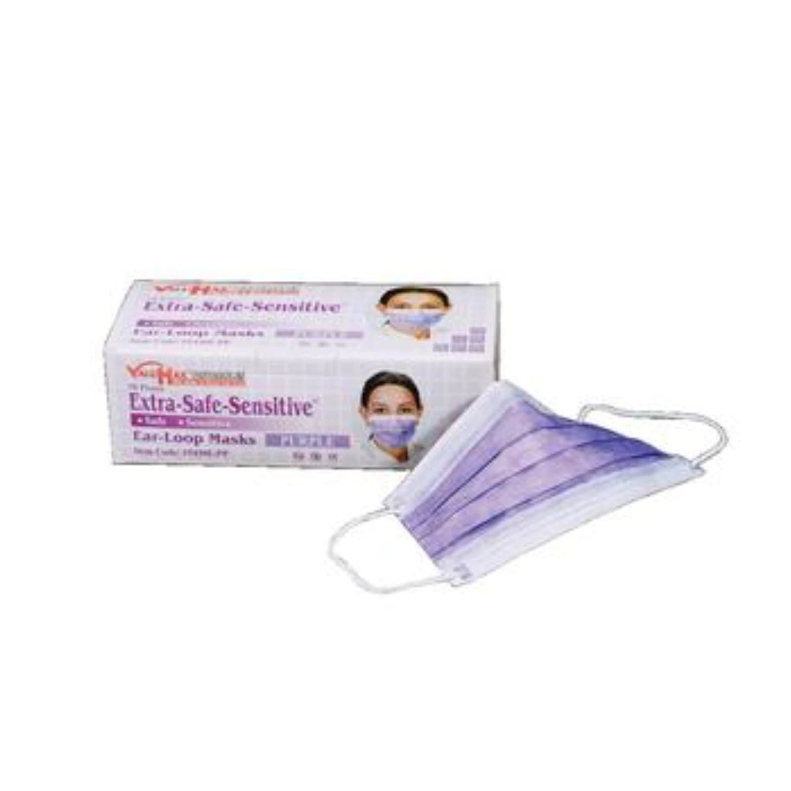 Extra-Safe Sensitive Earloop Mask, Purple, ASTM Level 3, 50/Box, 5430E-PP thumbnail 2