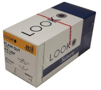 Look 591B Plain Gut Absorbable Suture, 4-0, 18" (45 cm), C-6 Reverse Cutting 3/8 Circle Needle, 12/Box thumbnail 10