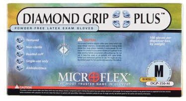 Diamond Grip Plus DGP-350 Powder-Free Latex Exam Gloves, Textured, Medium, Natural, 100/Box, DGP-350-M thumbnail 9