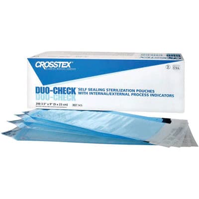 Crosstex Duo-Check Self-Seal Sterilization Pouches, 2-3/4" x 9", Blue, 200/Box, SCX thumbnail 13