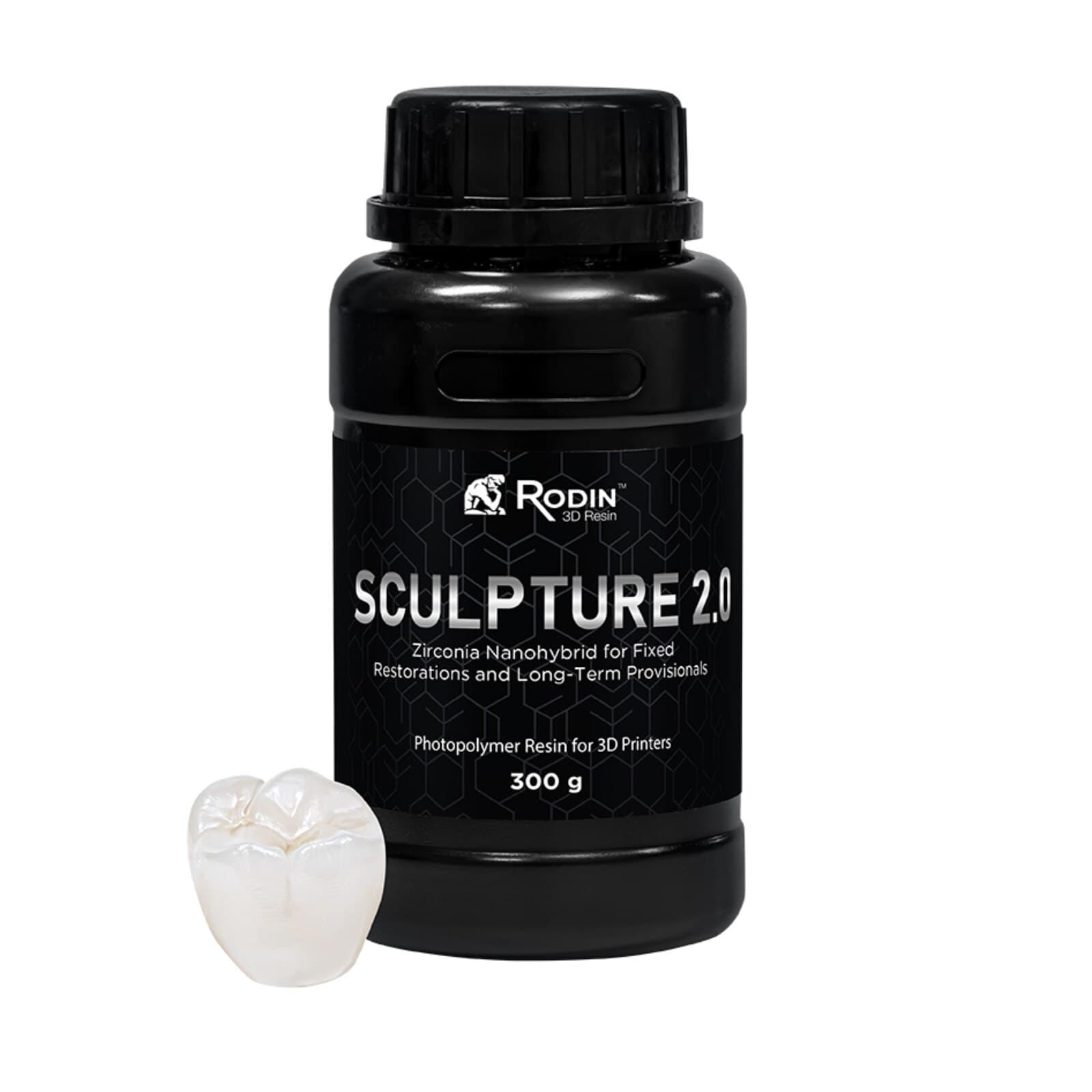 Pac-Dent Rodin Sculpture 2.0 Ceramic Nanohybrid 3D Printing Resin, Shade 0M3, 300g Bottle, 23905 thumbnail 2