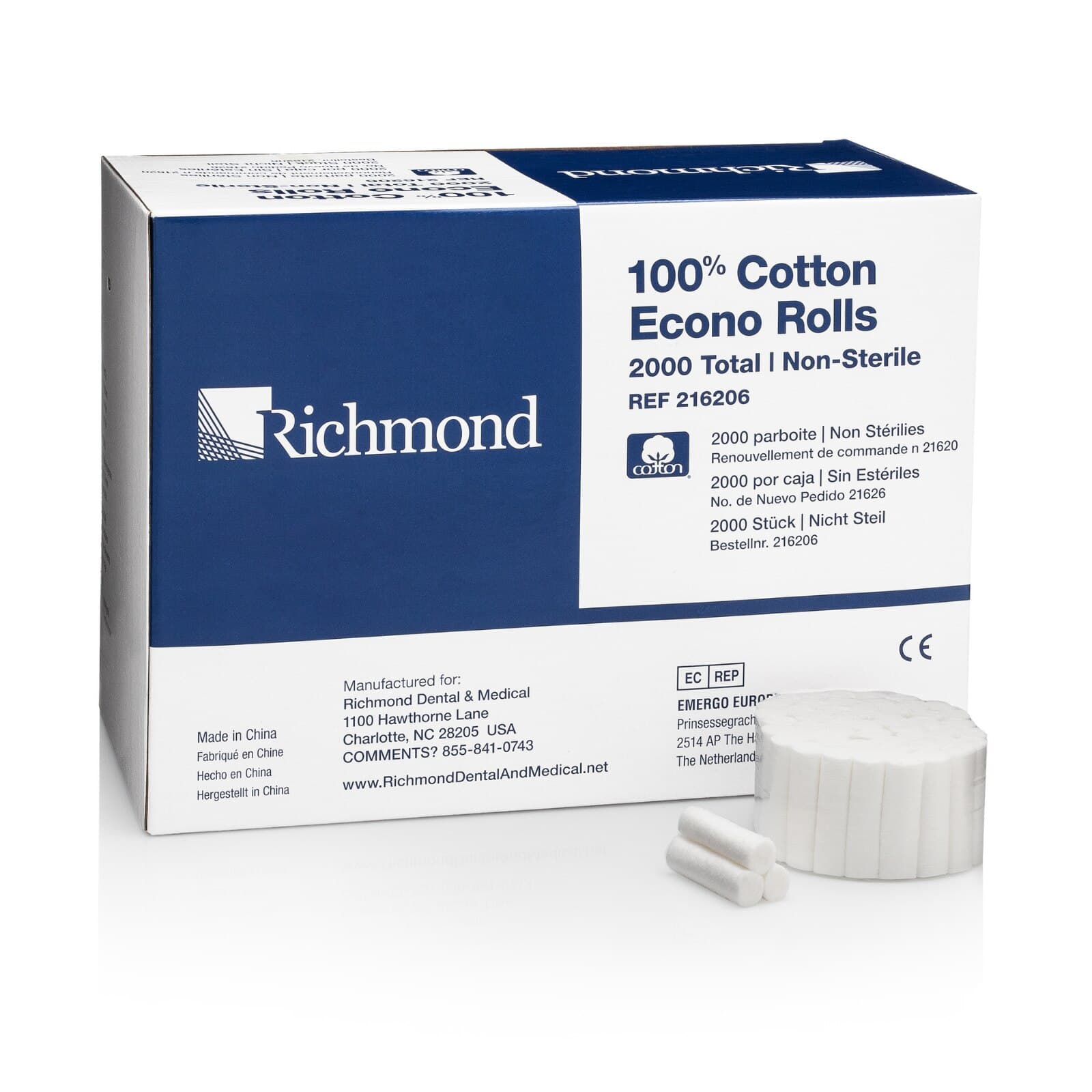 Richmond Dental Econo Cotton Rolls, Medium, 1.5" x 3/8", Non-Sterile, 2000/Box, #216206 thumbnail 3