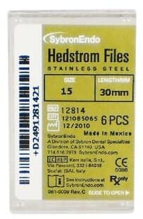 Sybron Endo Hedstrom Files, Stainless Steel, 30 mm, #15, White, 6/Pk, 12814 thumbnail 3