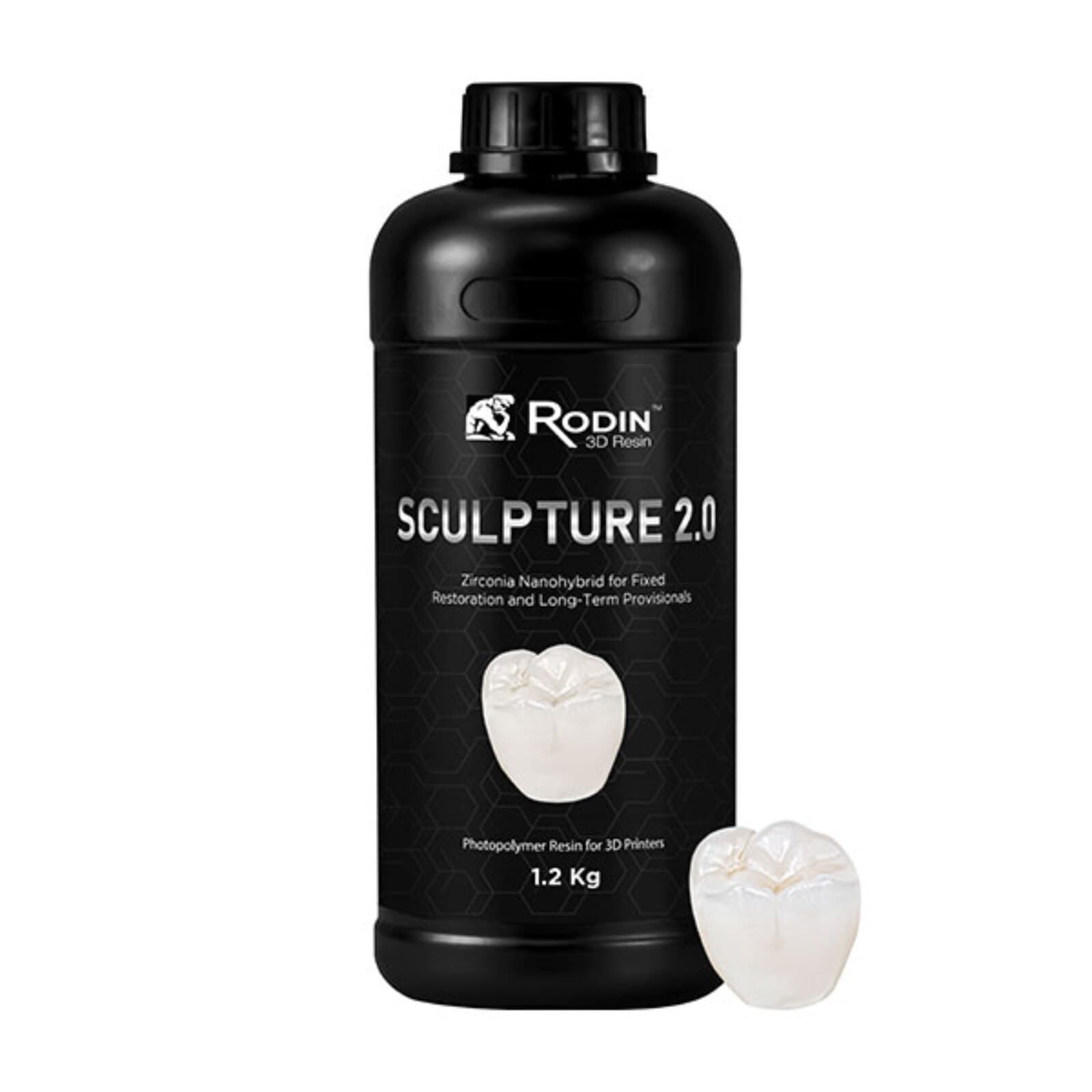 Rodin™ Sculpture 2.0 Zirconia Nanohybrid 3D Resin, Shade D3, 1.2 kg Bottle, #23885 thumbnail 2