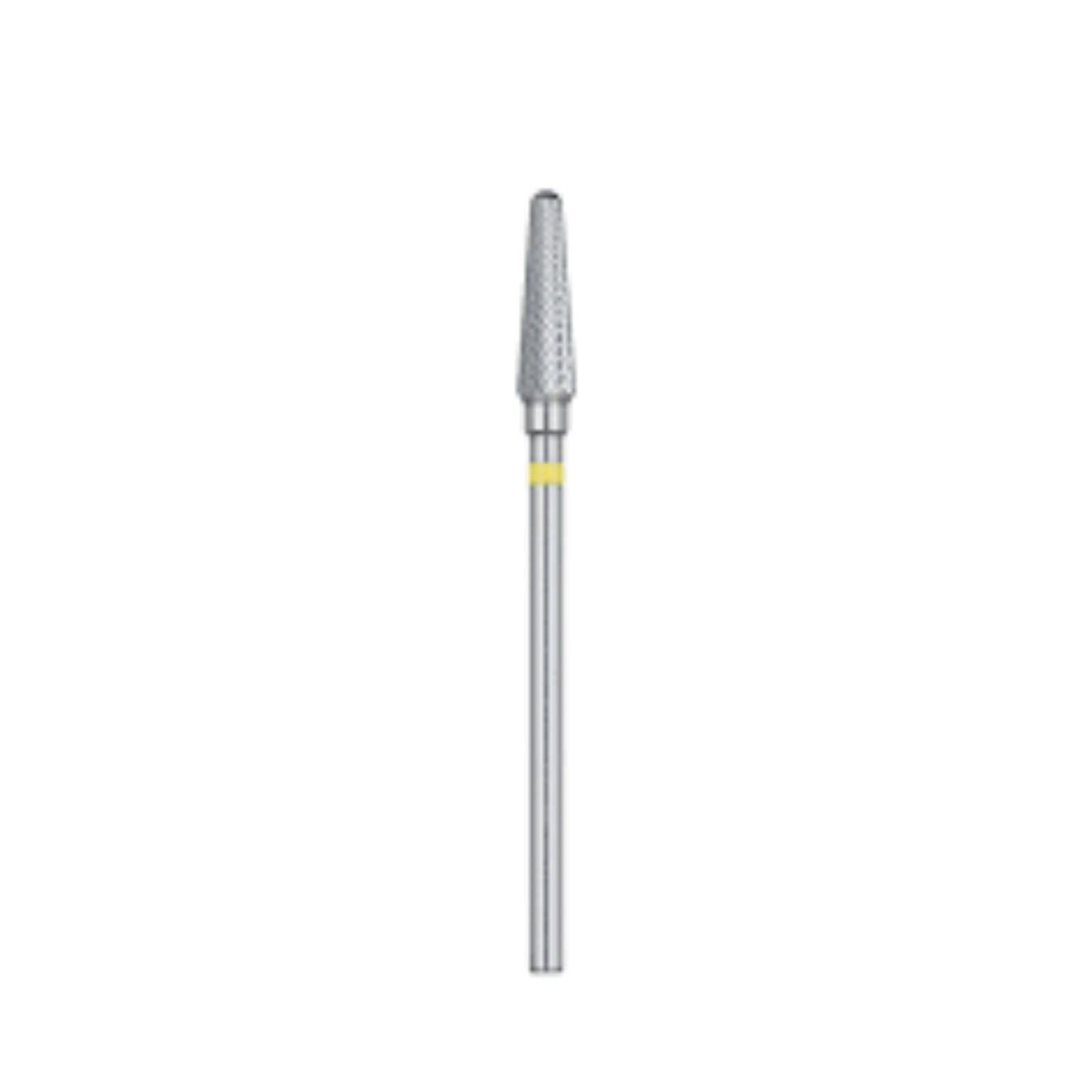 Meisinger Tungsten Carbide Lab Bur, HM79EX-040, X-Cut Extra Fine, Tapered Round End, HP, 4.0 mm Diameter, 14.2 mm Head Length, Yellow Ring, 1 Each thumbnail 2