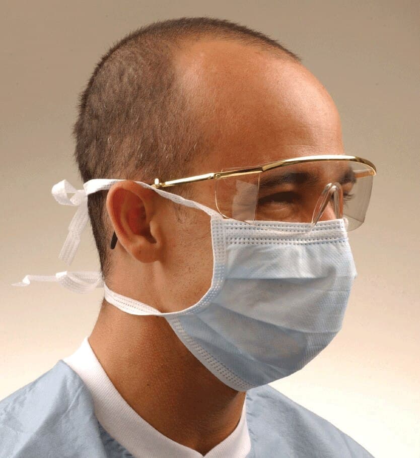 Crosstex Surgical Tie-On Face Mask, ASTM Level 2, Blue, 50/Box, GCS thumbnail 2
