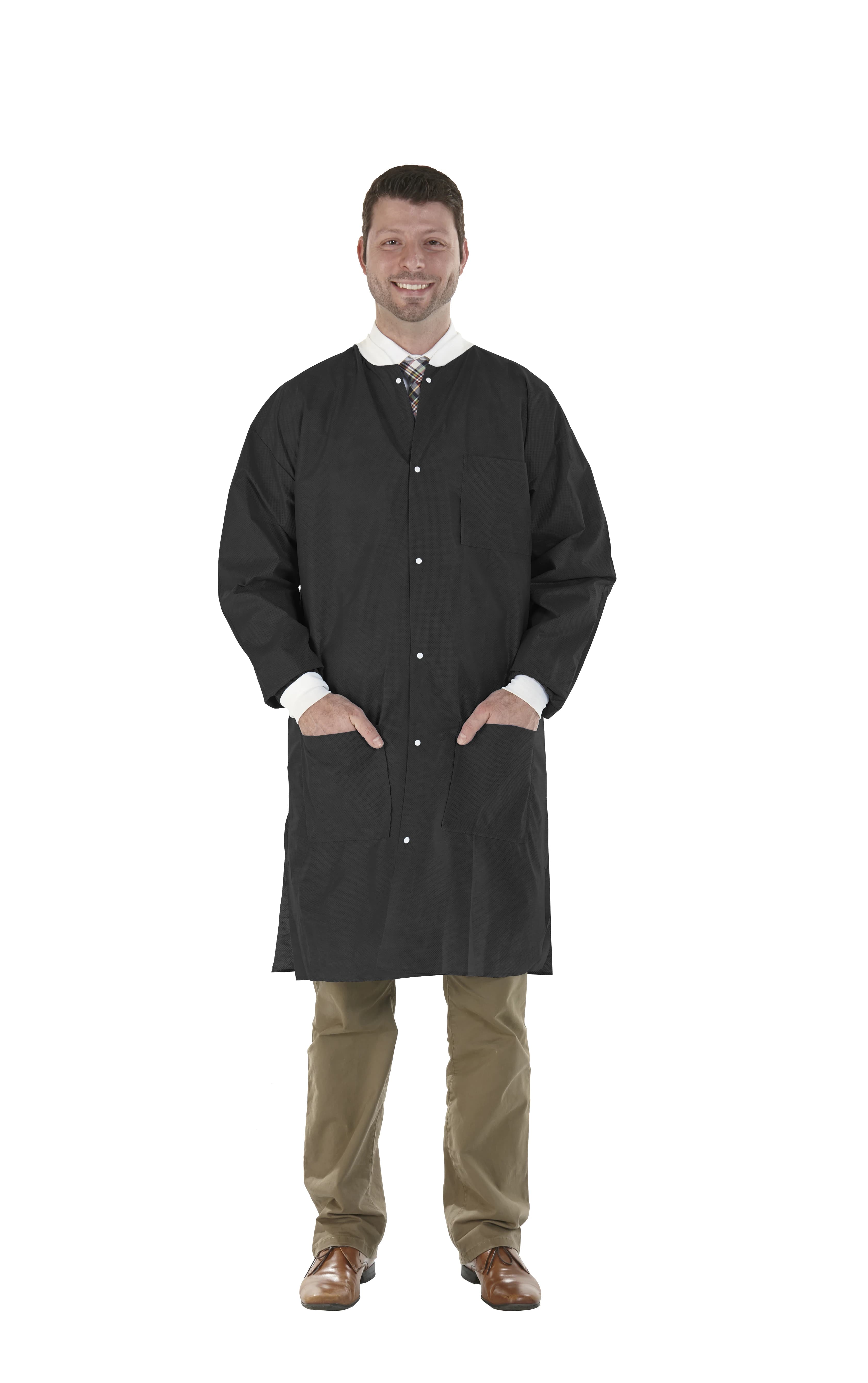 SafeWear High Performance Lab Coat, Large, Jet Black, 12/Pack, 8119-C thumbnail 9