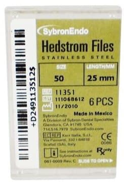 Sybron Endo Hedstrom Files, Stainless Steel, 25 mm, #50, Yellow, 6/Pk, 11351 thumbnail 8