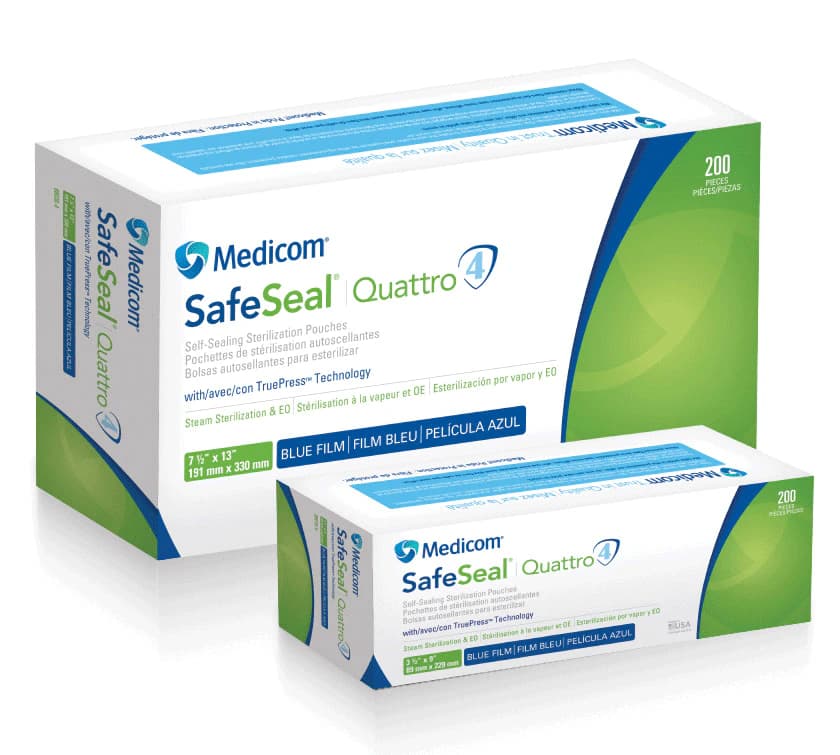 Medicom SafeSeal Quattro Self-Sealing Sterilization Pouches, 3.5" x 9", Blue Film, 500/Box, 88010-4B thumbnail 12