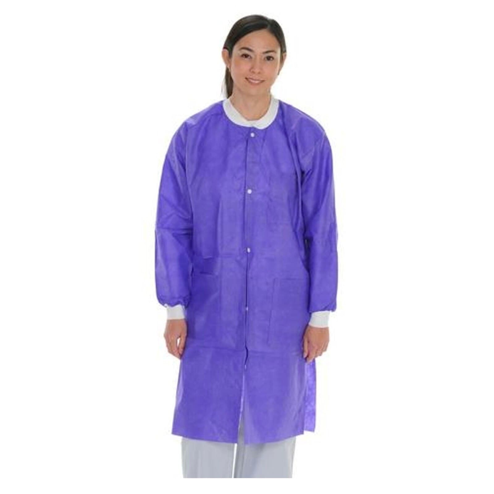 ValuMax Extra-Safe Lab Coats, Purple, 3XL, Knee-Length, AAMI Level 3, 10/Pack, 3660PP3XL thumbnail 2