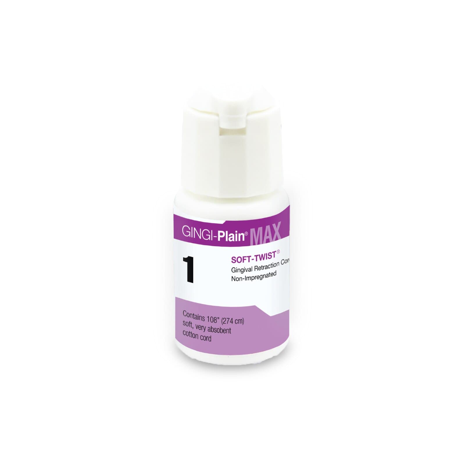 Gingi-Pak MAX Soft-Twist Gingi-Plain Retraction Cord, Non-Impregnated, Size #1 (Thin), 100% Cotton, 108" per Bottle, 11105M thumbnail 5