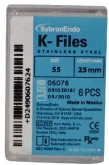 SybronEndo K-Files Stainless Steel 25mm #55 (Red) 6/Bx, 06076 thumbnail 8