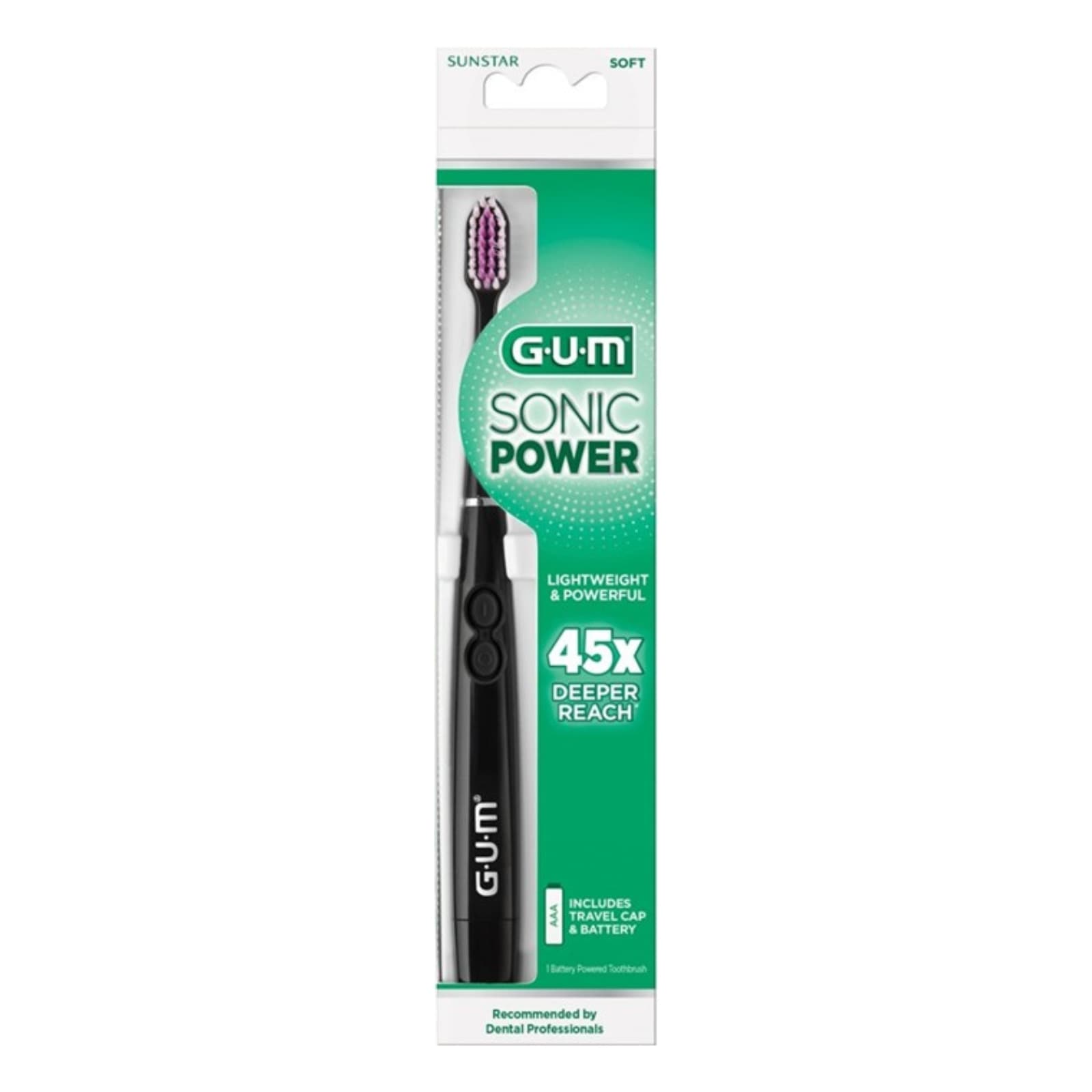 GUM Sonic Power Toothbrush, Black Handle, 12/Pk, 4100UTB - GUM Sonic Power Toothbrush 12/Pk Black - Image 1