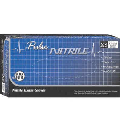 Pulse Nitrile Exam Gloves, Powder-Free, Non-Sterile, Chemo Rated, Medium, Dark Lavender Blue, 200/Box, 177202 thumbnail 2