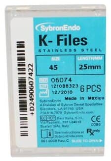 SybronEndo K-Files Stainless Steel 25mm #45 (White), 6/Bx, 06074 thumbnail 8