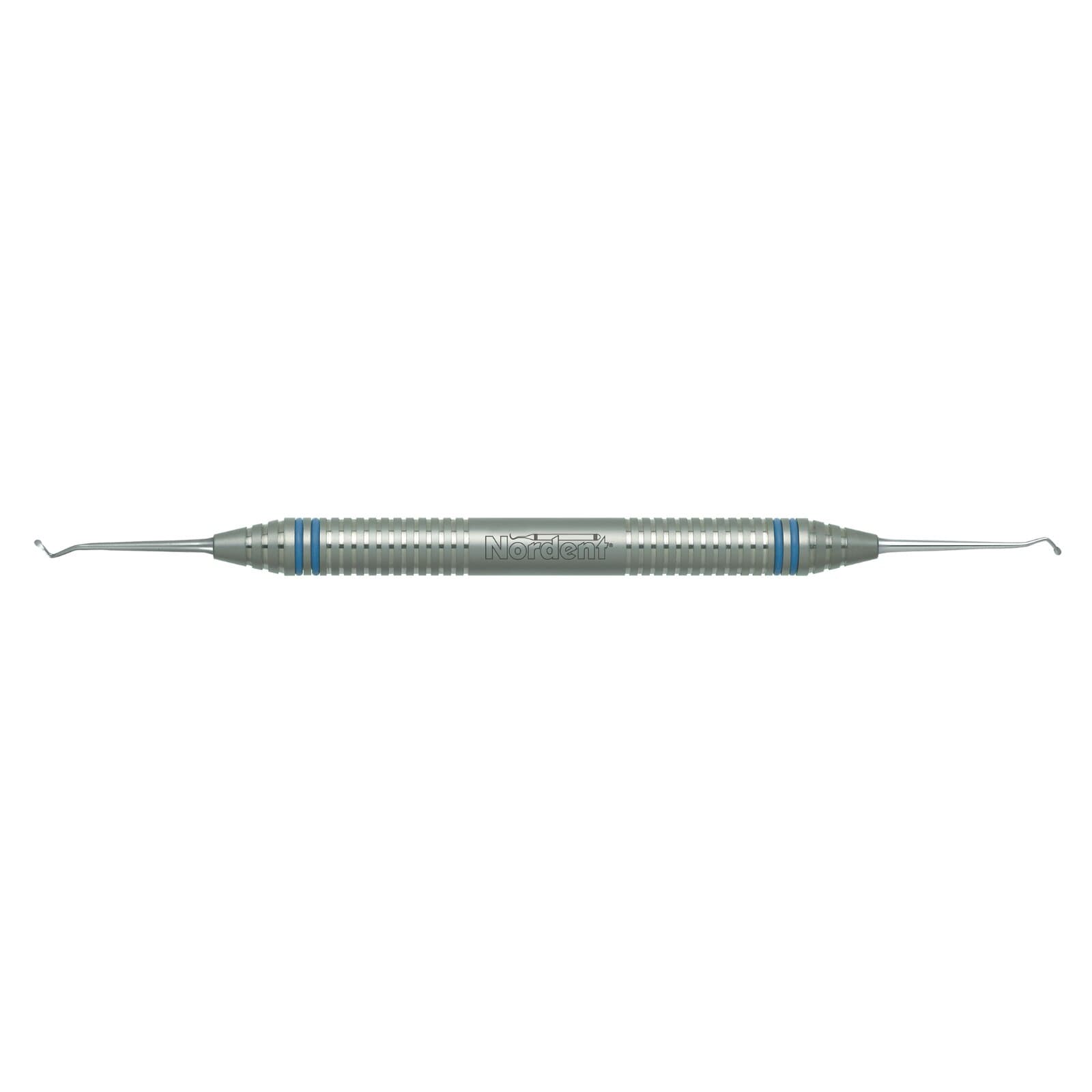 Nordent #7 Anterior Spoon Excavator, Double End, 1.2mm Spoon, 3.0mm Shank, 50° Angle, DuraLite ColorRings Handle, Stainless Steel - Excavator DE Anterior Spoon #7 DuraLite ColorRings Handle - Image 1