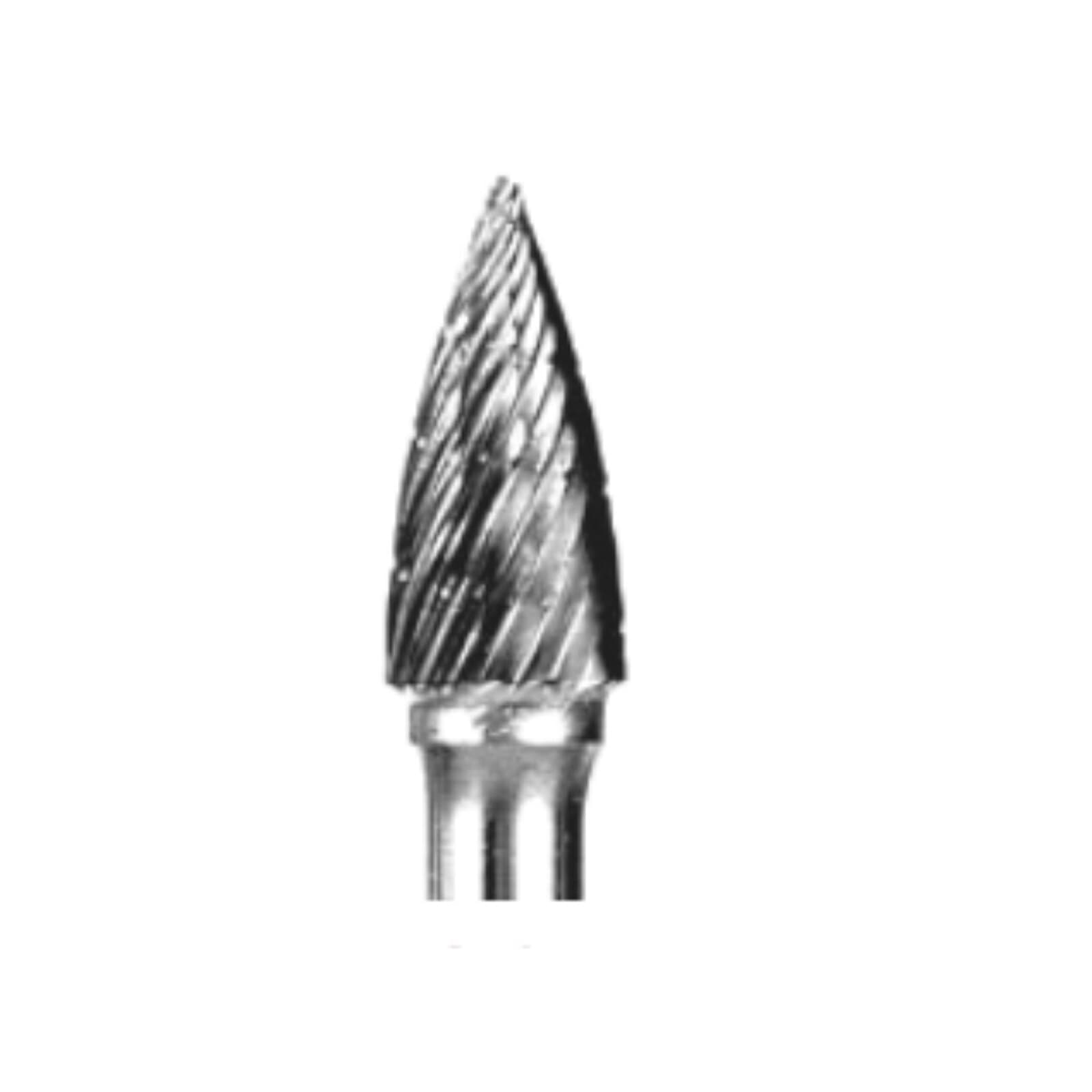 Abbott-Robinson Tungsten Carbide Lab Bur, Dual Cut, Flame Shape, # C3/8, 3/8" Head, 1/4" Shank, Regular, 1/Pk, 19120 thumbnail 2