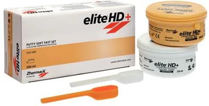 Zhermack Elite HD+ Putty Soft Addition Silicone Impression Material, Fast Set, Yellow, 250 mL Base + 250 mL Catalyst, 2/Pk, C203010 thumbnail 2