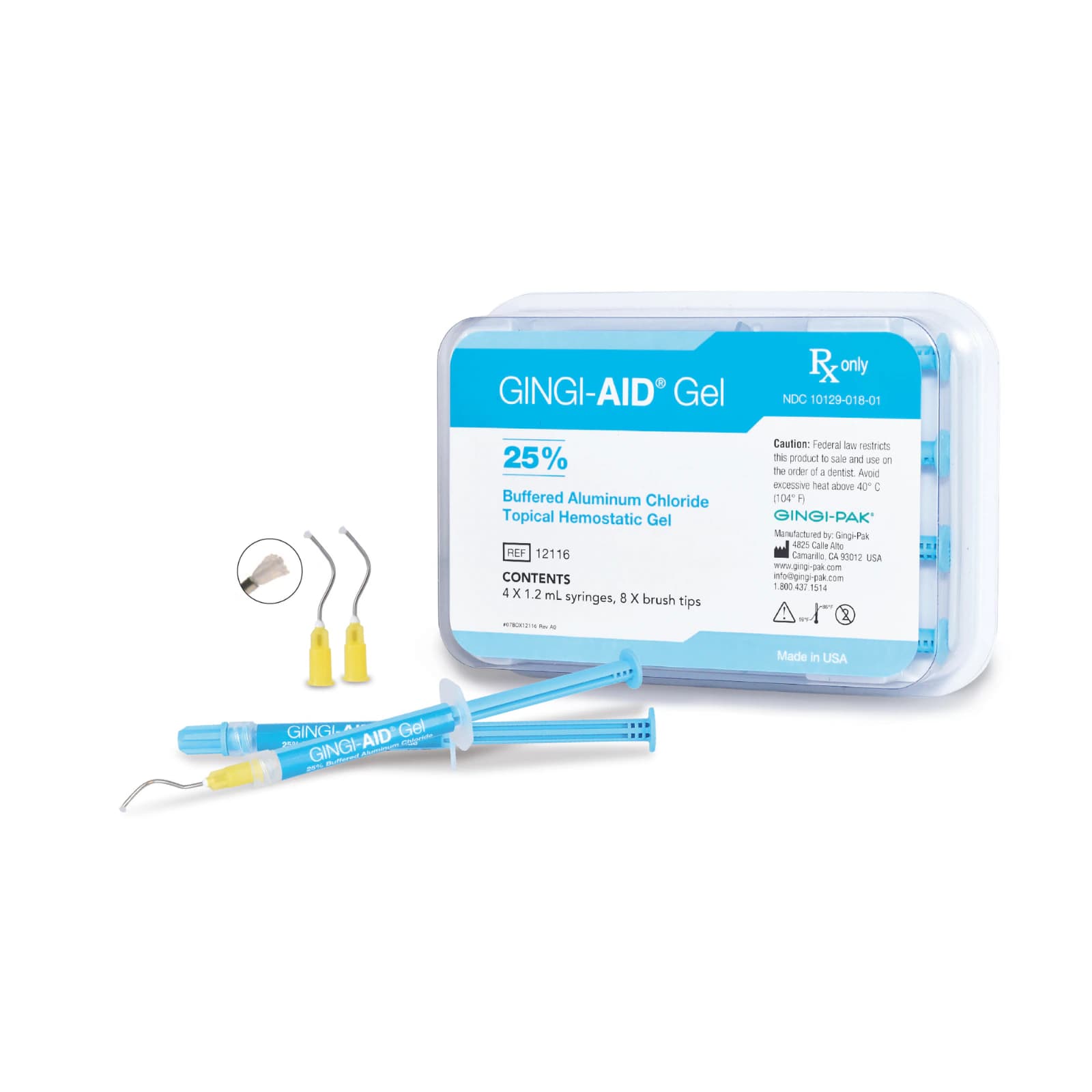 Gingi-Aid 25% Buffered Aluminum Chloride Hemostatic Gel Syringe Kit, 1.2 mL x 4 Syringes with 8 Brush Tips thumbnail 8