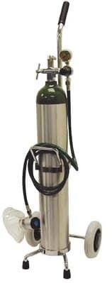 Mada Medical "E" Oxygen Crash Cart Kit with Full Tank, 682-Liter Aluminum Cylinder, Fixed Flow Regulator, Manual Resuscitator, Mask, Tubing, Airway, and Chrome Cart thumbnail 2