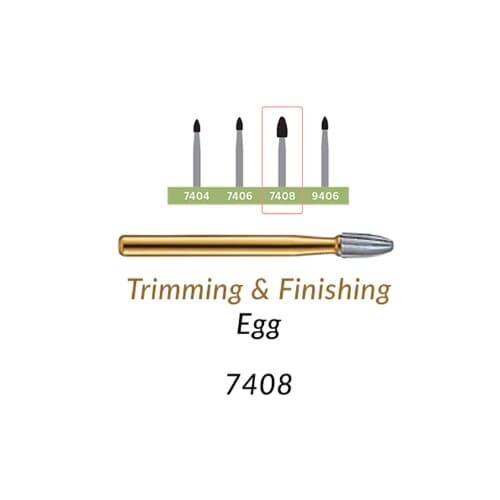 Alpen 12-Blade Trimming & Finishing Carbide Burs, FG, Egg, # 7408, 2.3 mm, 5/Pk, R707408 thumbnail 8