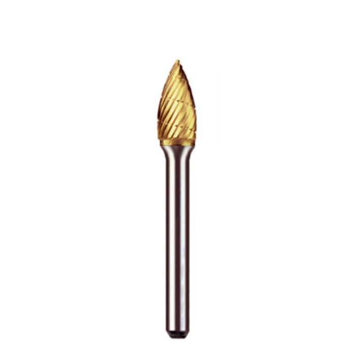 Goldies Carbide Bur C-3/8, Titanium Nitride Coated, 3/8" Diameter, 1/4" Shank, 1/Pk, #8083 thumbnail 2