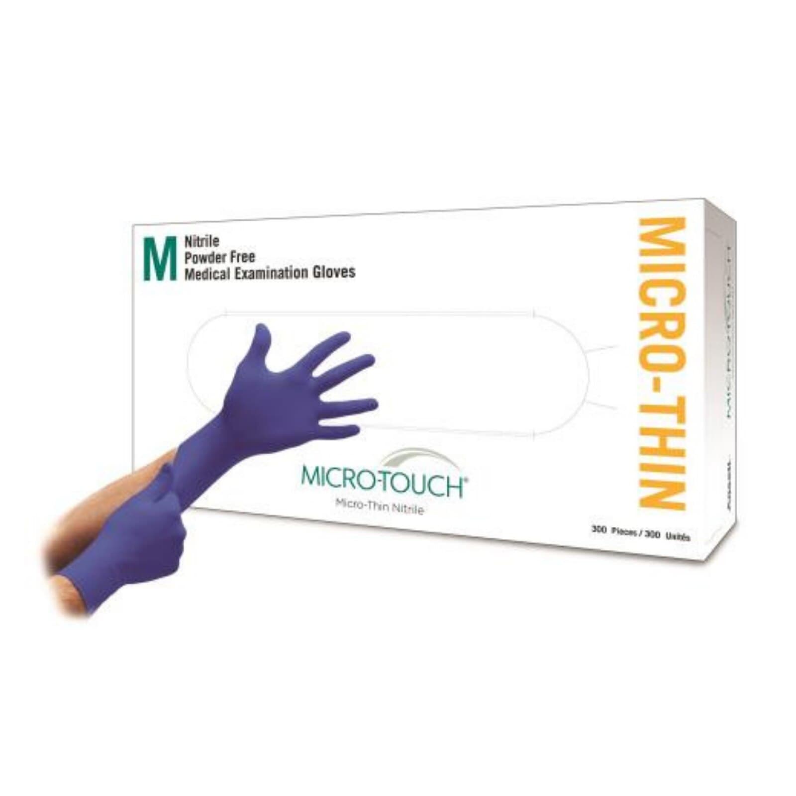 Micro-Touch Micro-Thin Nitrile Exam Gloves, Powder-Free, Non-Sterile, Medium, Blue, Textured Fingertips, 300/Box, 6034312 thumbnail 9