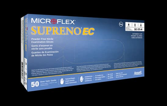 Microflex Supreno EC Powder-Free Nitrile Exam Gloves, Large, Violet Blue, Non-Sterile, Textured, 50/Box thumbnail 3