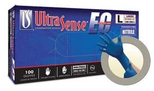 UltraSense® EC Nitrile Exam Gloves, Powder Free, Latex Free, Non-Sterile, Textured, Beaded Cuff, Extra Large, Blue, 100/Box, USE-880 thumbnail 2