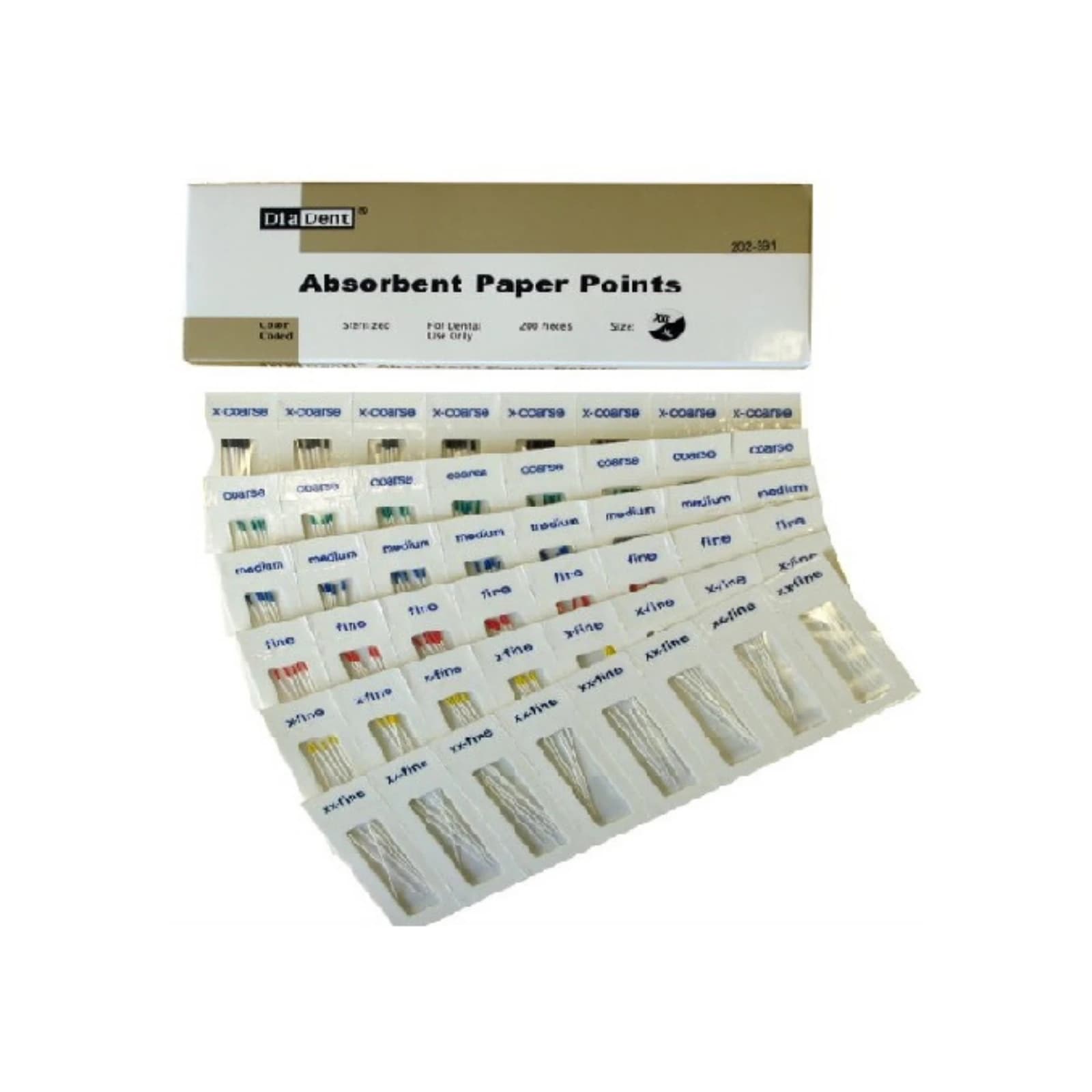 Diadent Absorbent Paper Points, X-Fine, Non-Marked, .02 Taper, Cell Pack, 200/Pk, 202-302 thumbnail 5