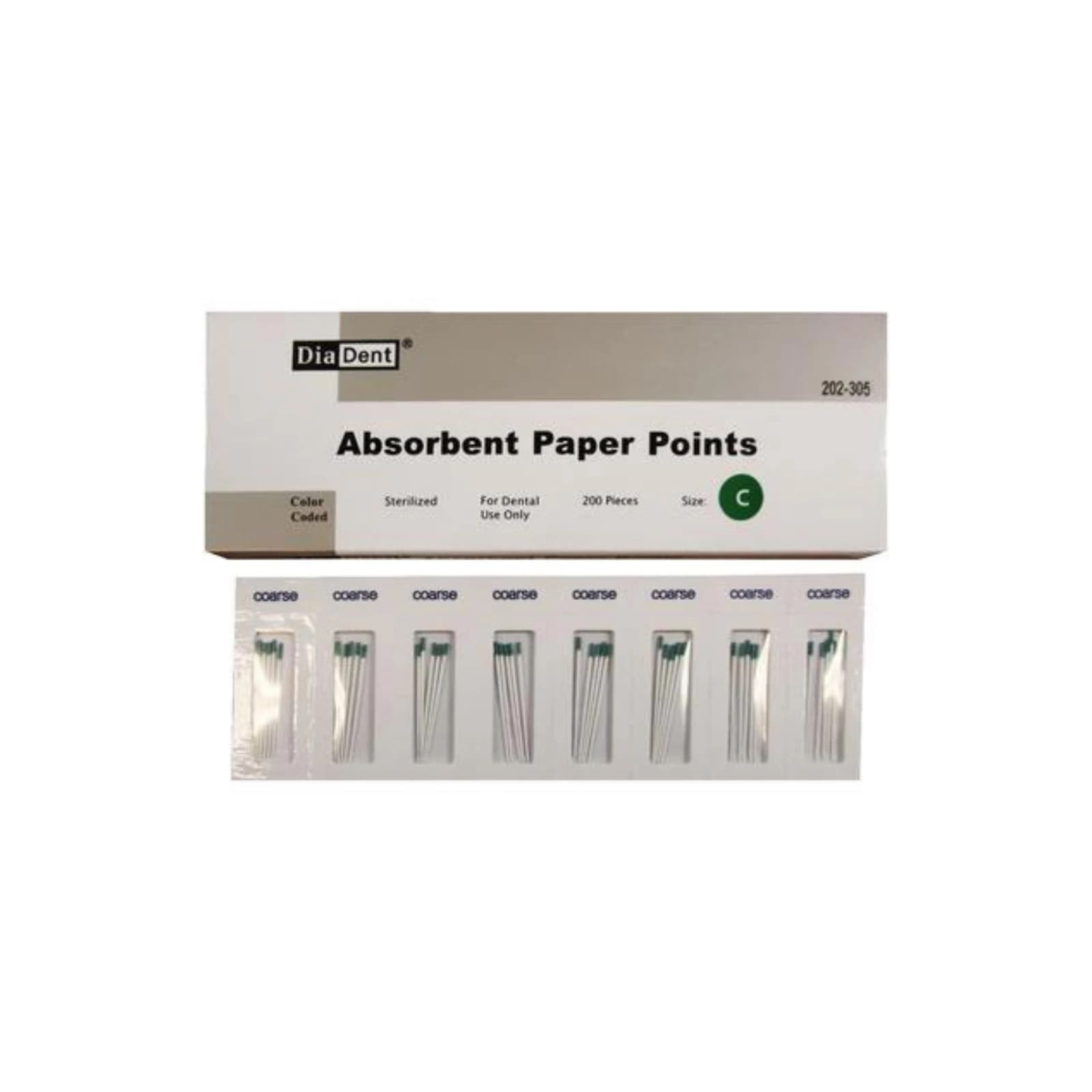 Diadent Absorbent Paper Points, Coarse, Non-Marked, Cell Pack, 200/Pk, Sizes 202-305 thumbnail 8