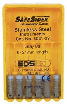 SafeSiders Endodontic Hand Reamers, 21 mm, 0.02 Taper, #08, Grey, Stainless Steel, 6/Pkg, 5021-08 thumbnail 5