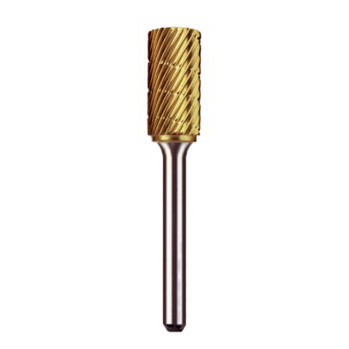 Dedeco Goldies Carbide Bur E-1/2, Titanium Nitride Coated, 1/2" Diameter, 1/4" Shank, 1/Pk thumbnail 2