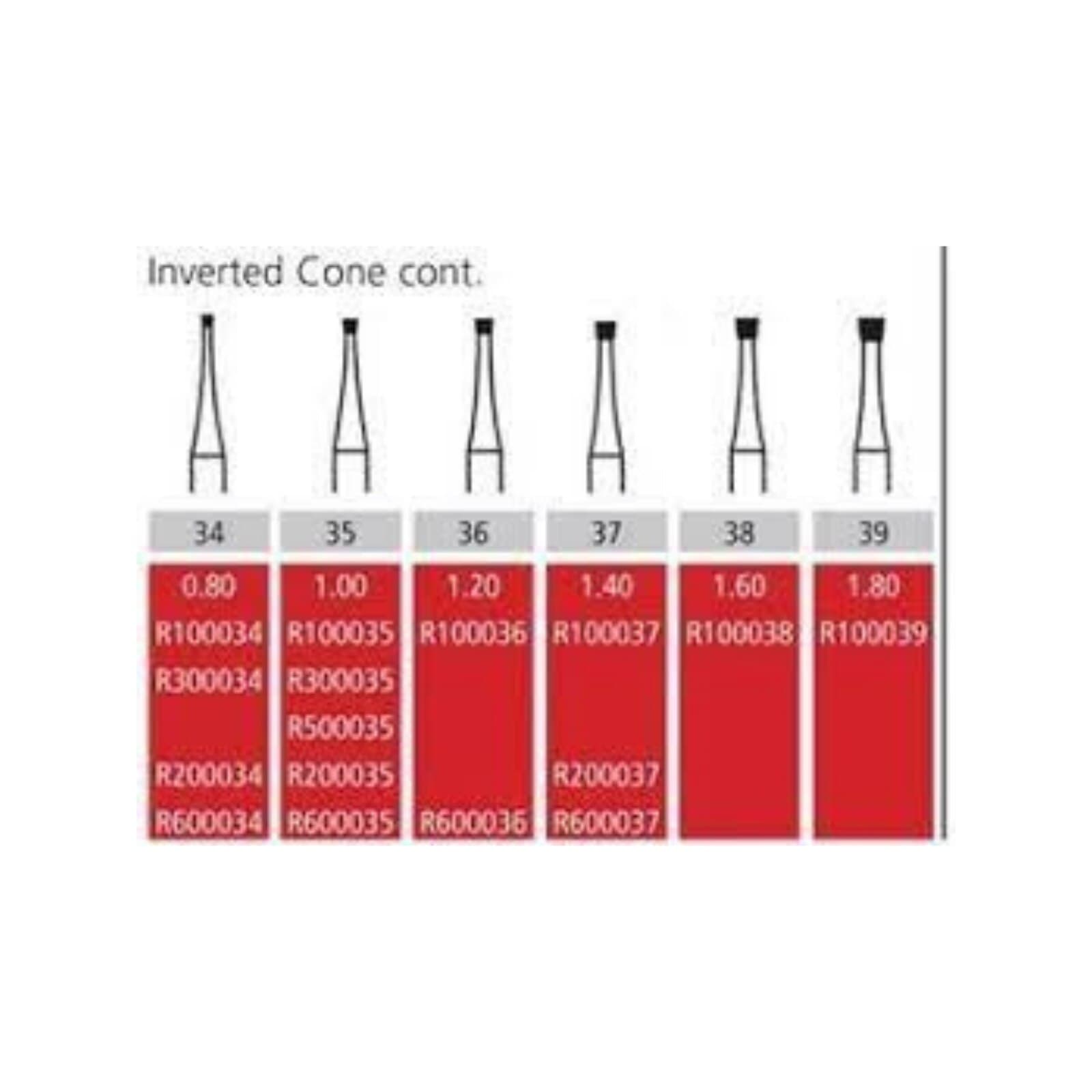 Coltene Alpen Carbide Operative & Surgical Bur, RA #37 Inverted Cone, 1.4 mm Diameter, 10/Pkg, R200037 thumbnail 2