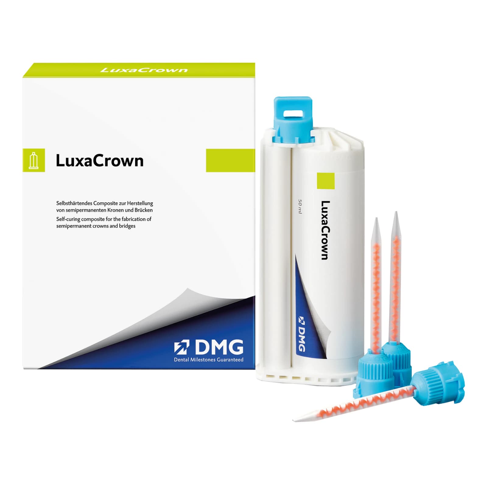 LuxaCrown Self-Curing Temporary Crown & Bridge Composite, Shade B1, 50 ml Cartridge with 15 Automix Tips, Ref 120974 thumbnail 9