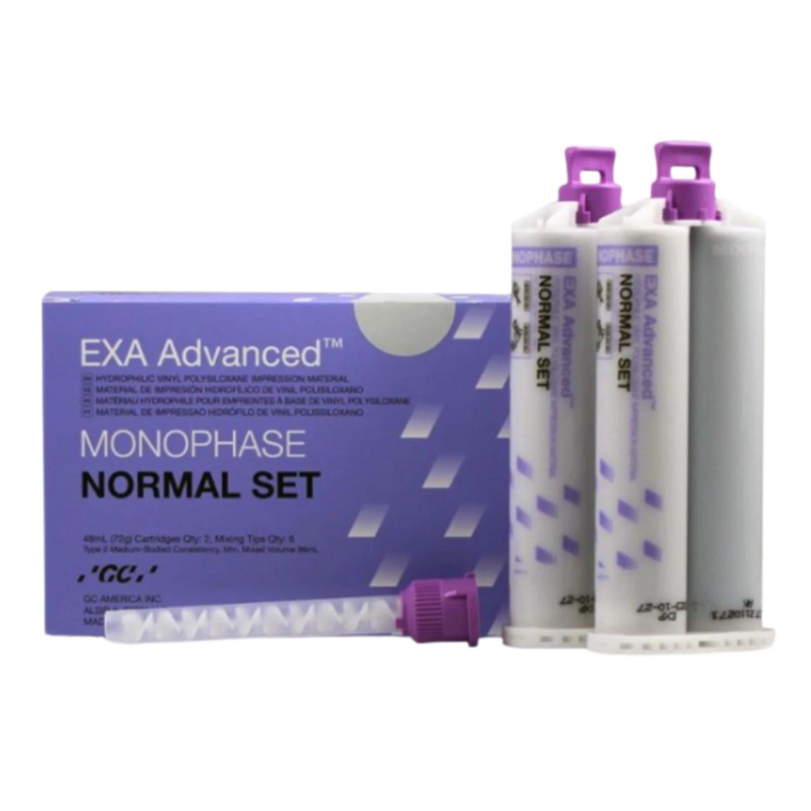 GC America EXA Advanced VPS Impression Material, Monophase, Fast Set, 48 mL Cartridge Refill, 2/Pkg, 137112 thumbnail 3