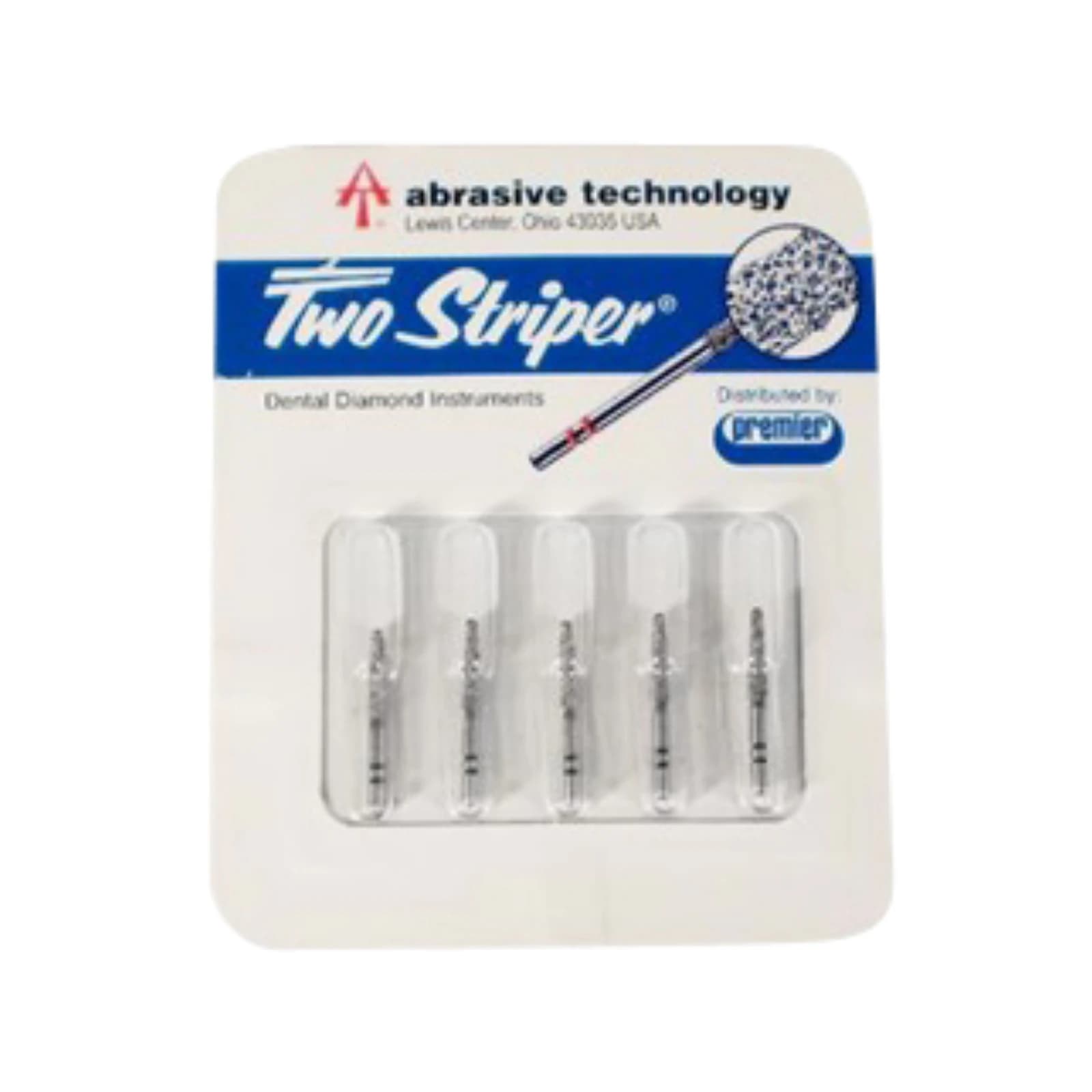 Two Striper® Diamond Bur FG #781.8, Fine, Round-End Taper, 1.2 mm Major/0.8 mm Minor Diameter, 8.0 mm Length, Red Ring, 5/Pkg, 2015498 thumbnail 2