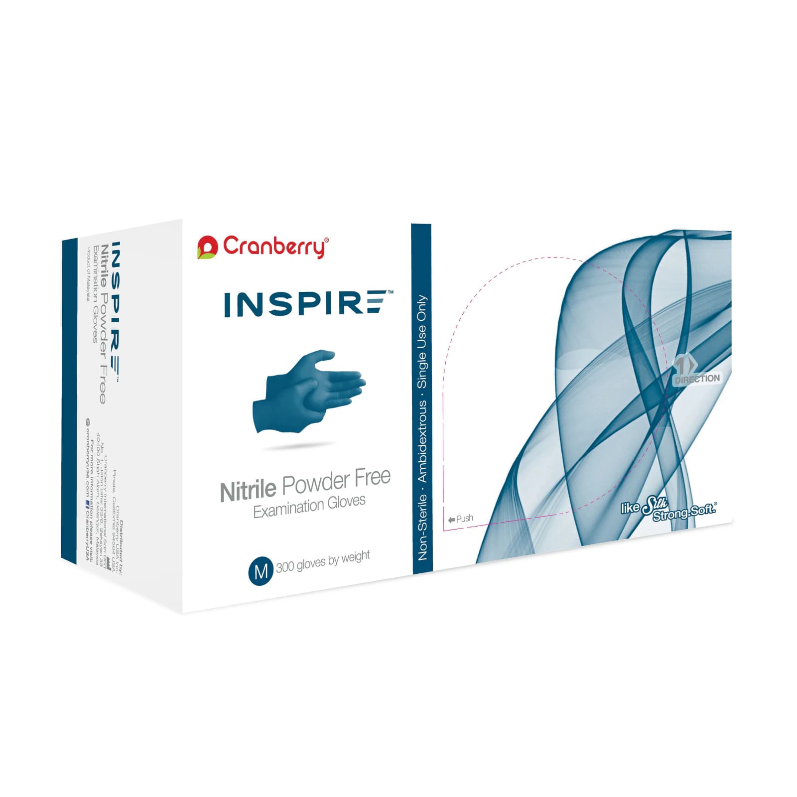 Cranberry Inspire Nitrile Exam Gloves, Powder-Free, Non-Sterile, Medium, Aegean Blue, 300/Box, CR3387 thumbnail 6
