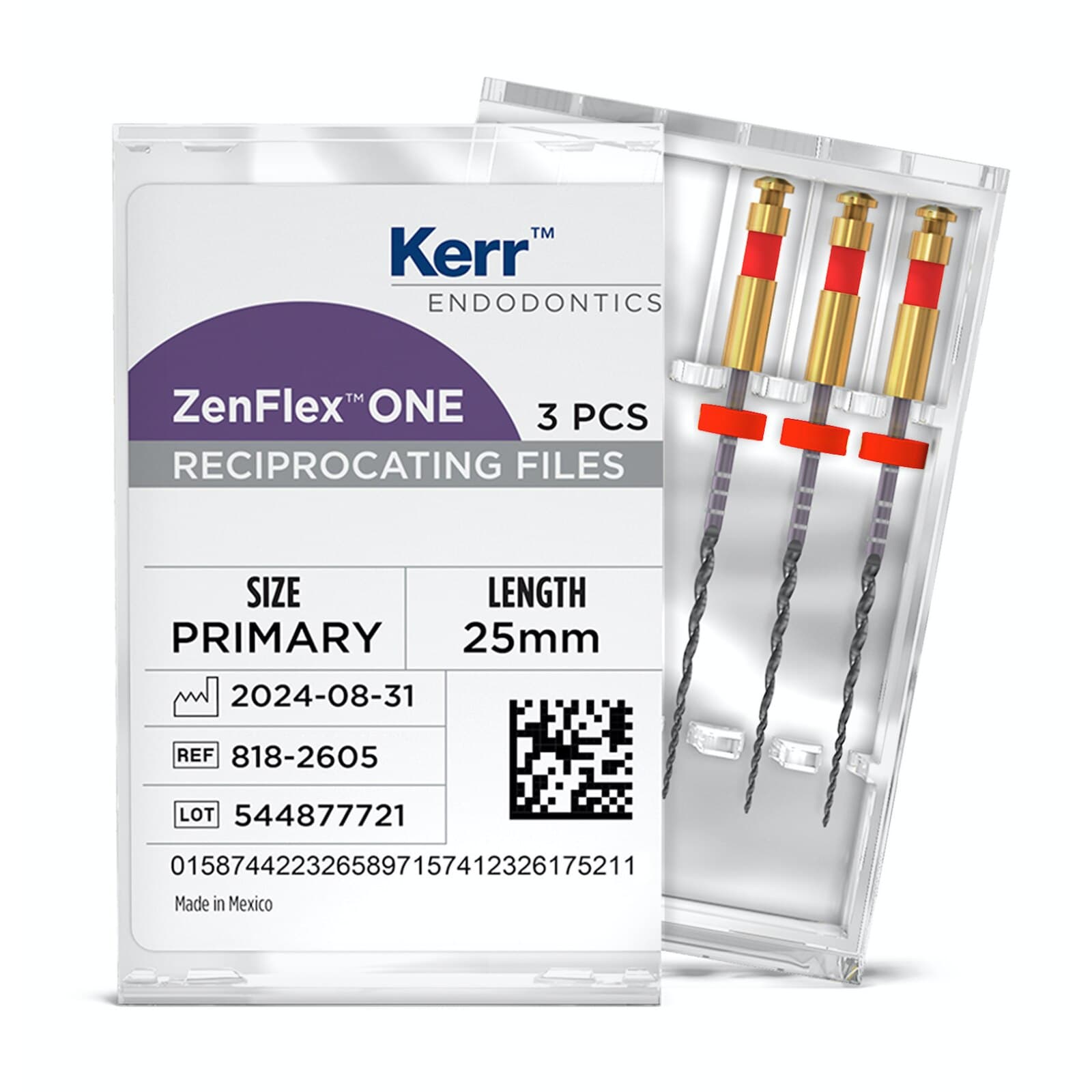 ZenFlex ONE Reciprocating NiTi File, Primary, Red, .25/.06, 25 mm, 3/Pk, 818-2605 thumbnail 9