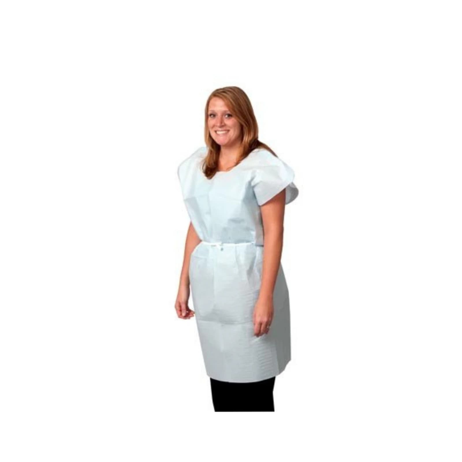 ProAdvantage Exam Gown, Tissue/Poly/Tissue, 30" x 42", Blue, Front/Back Opening, 50/Case, P750033 thumbnail 2